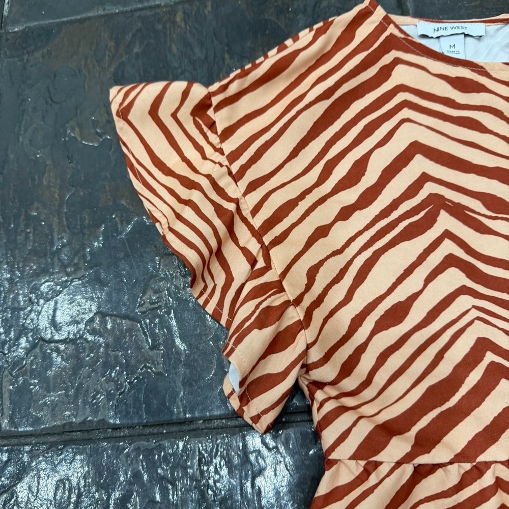 Nine West Zebra Print Tiered Mini Dress Size Medium - Picture 3 of 8